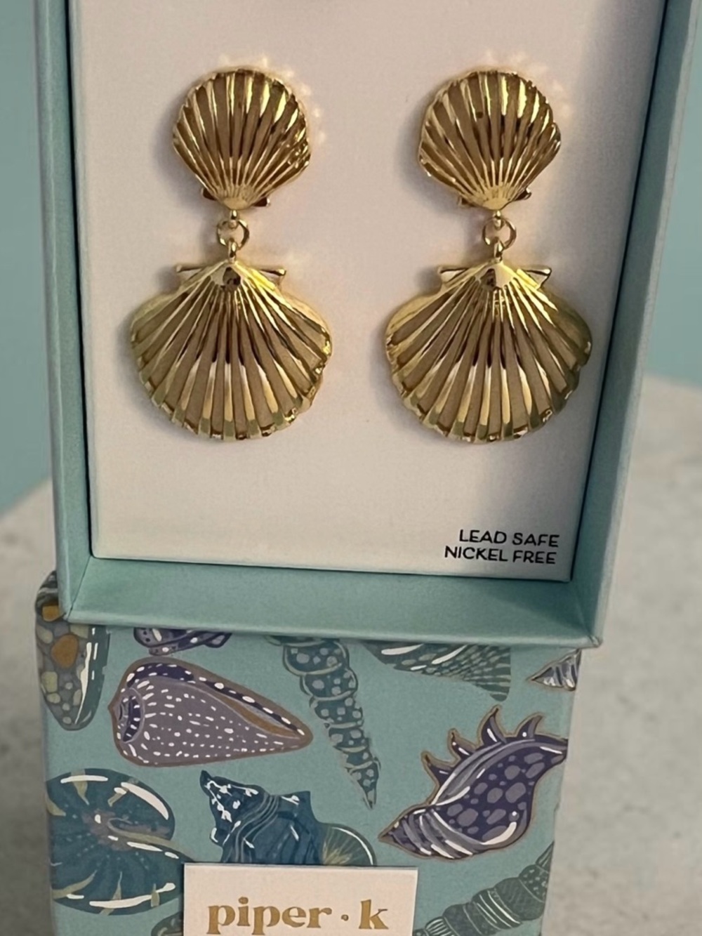 Piper Gold Shell Drop Earrings